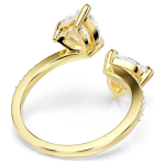 Mesmera open ring Heart cut, Pavé, White, Gold-tone plated