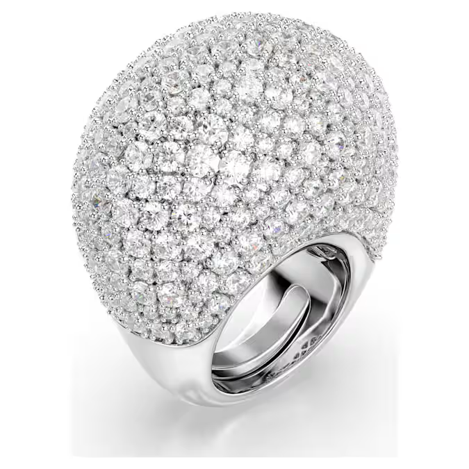Sublima cocktail ring Large, White, Rhodium plated