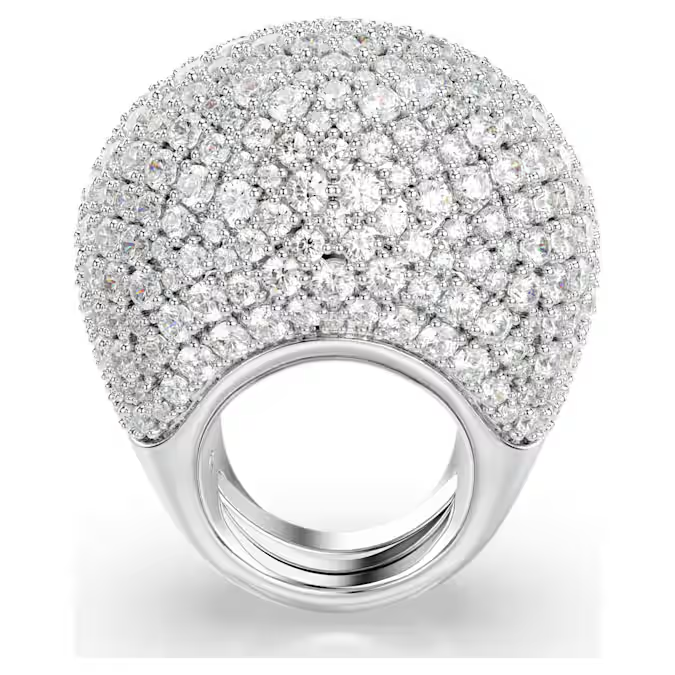 Sublima cocktail ring Large, White, Rhodium plated