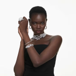 Sublima cocktail ring Large, White, Rhodium plated