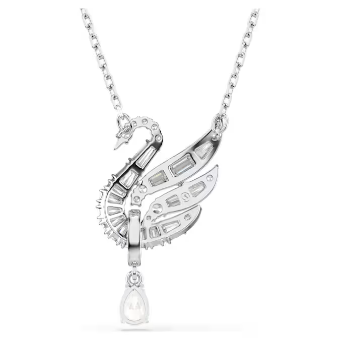 Swan pendant Swan, White, Rhodium plated