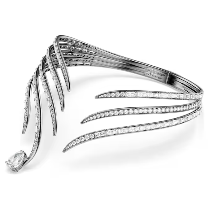 The Vienna Collection choker Feather, White, Ruthenium plated