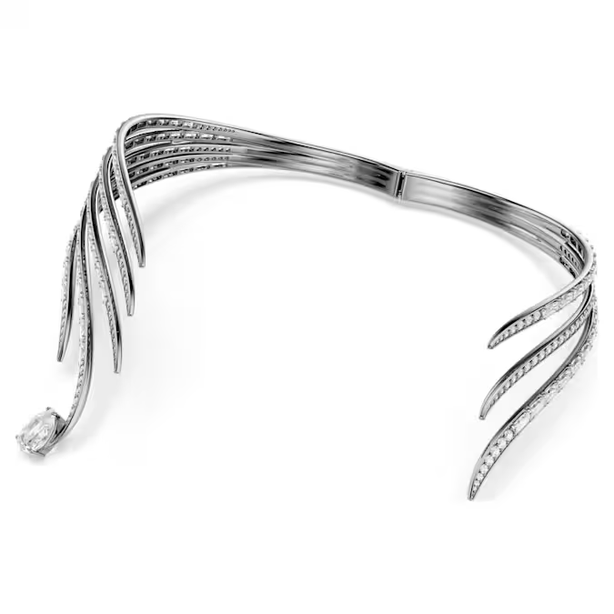 The Vienna Collection choker Feather, White, Ruthenium plated