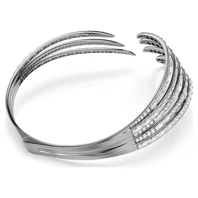 The Vienna Collection choker Feather, White, Ruthenium plated