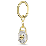 Key ring Oval cut, White, Gold-tone plated