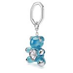 Teddy key ring Bear, Blue, Rhodium plated