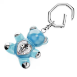 Teddy key ring Bear, Blue, Rhodium plated