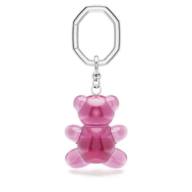 Teddy key ring Bear, Pink, Rhodium plated