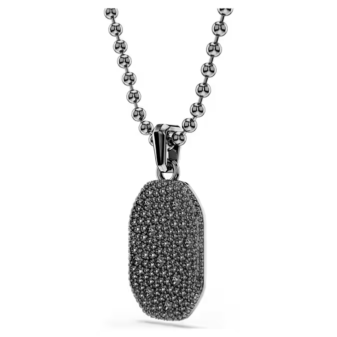 Dextera pendant Octagon shape, Round cut, Black, Ruthenium plated