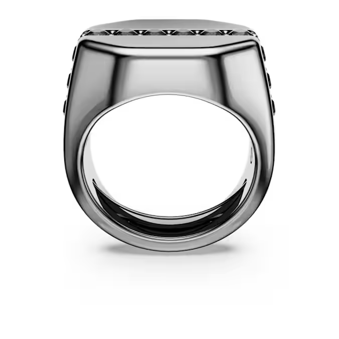 Dextera ring Octagon shape, Round cut, Black, Ruthenium plated