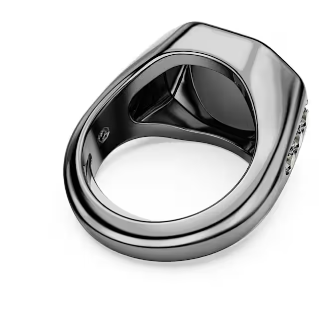 Dextera ring Octagon shape, Round cut, Black, Ruthenium plated