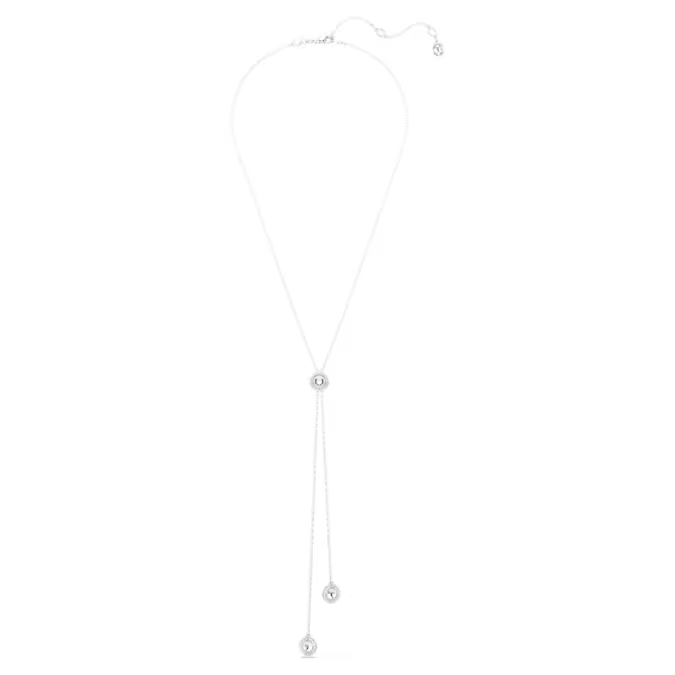 Una Angelic Y pendant Round cut, White, Rhodium plated