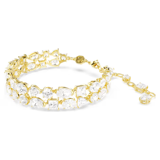 Mesmera bracelet Mixed cuts, White, Gold-tone plated