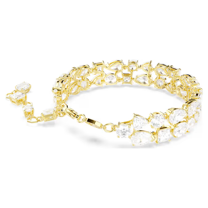 Mesmera bracelet Mixed cuts, White, Gold-tone plated