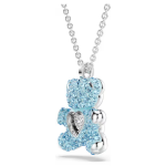 Teddy pendant Bear, Blue, Rhodium plated