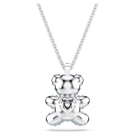 Teddy pendant Bear, Blue, Rhodium plated