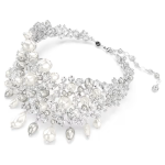 Constella choker Crystal pearl, Round cut, White, Rhodium plated
