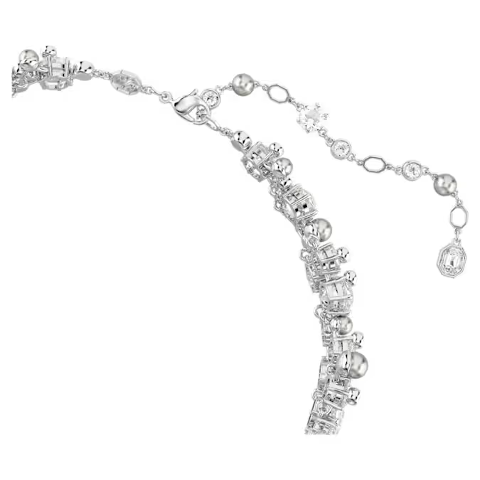 Constella choker Crystal pearl, Round cut, White, Rhodium plated