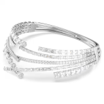 Matrix choker Mixed cuts, White, Rhodium plated