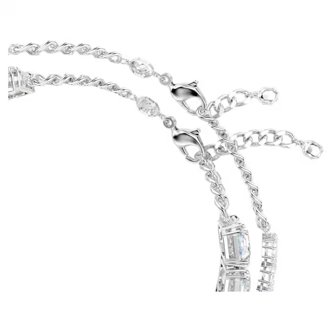 Millenia layered necklace Mixed cuts, White, Rhodium plated