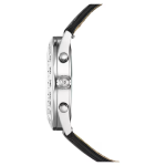 Dextera tachymetre watch Swiss Made, Leather strap, Silver tone, Stainless steel