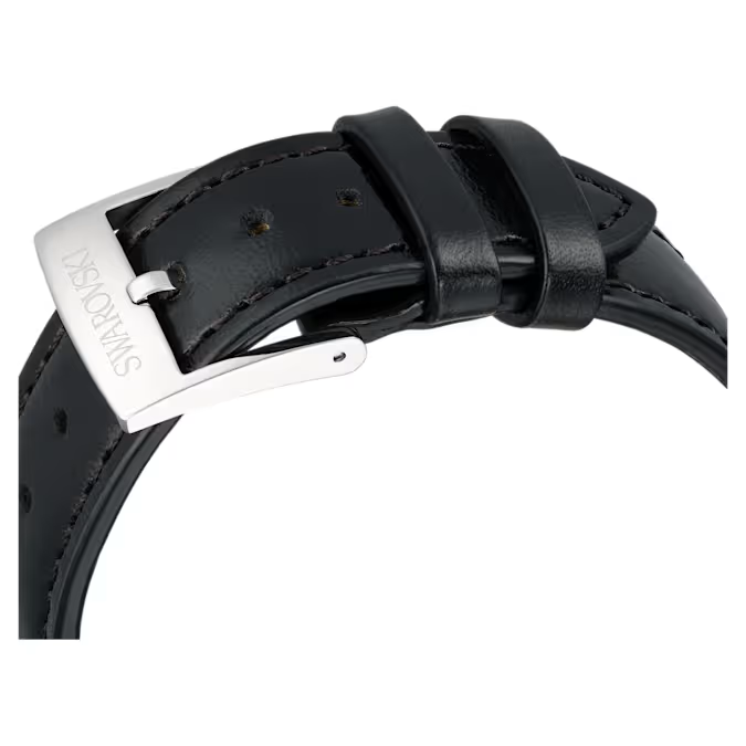 Dextera tachymetre watch Swiss Made, Leather strap, Silver tone, Stainless steel