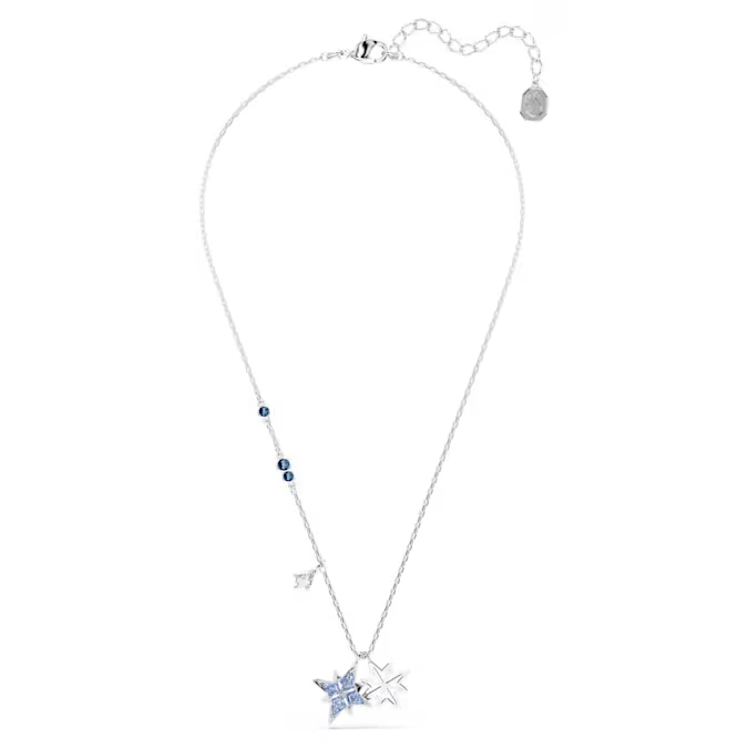 Symbolica pendant Star, Blue, Rhodium plated