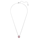 Bella V pendant Round cut, Pink, Rhodium plated