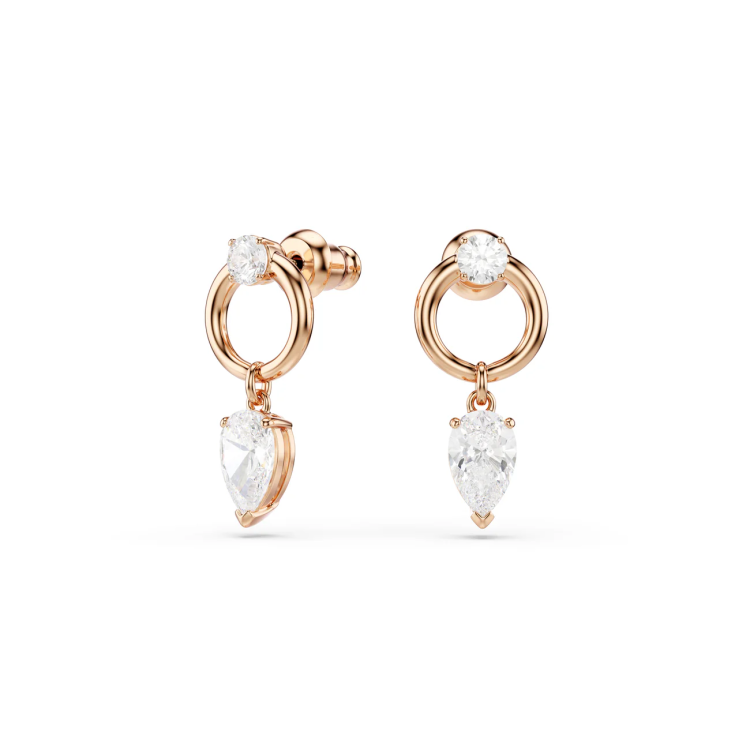 Mesmera set, Pear cut, White, Rose gold-tone plated