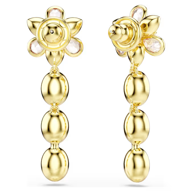 Idyllia drop earrings, Flower, Gold-tone plated