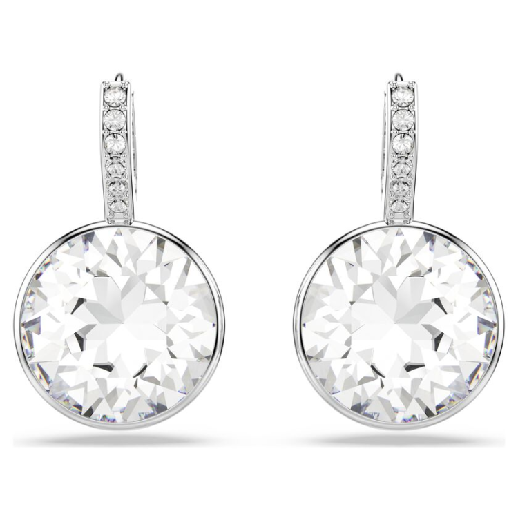 Millenia drop earrings Round cut, White, Rhodium plated