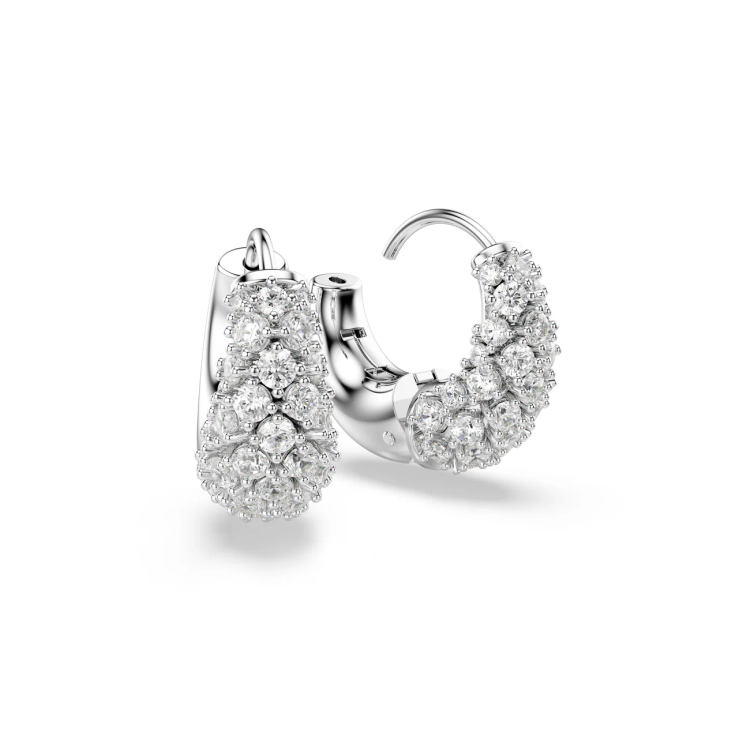 Sublima earrings White, Rhodium plated