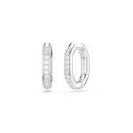 Dextera hoop earrings, Octagon shape, Round cut, White, Rhodium plated