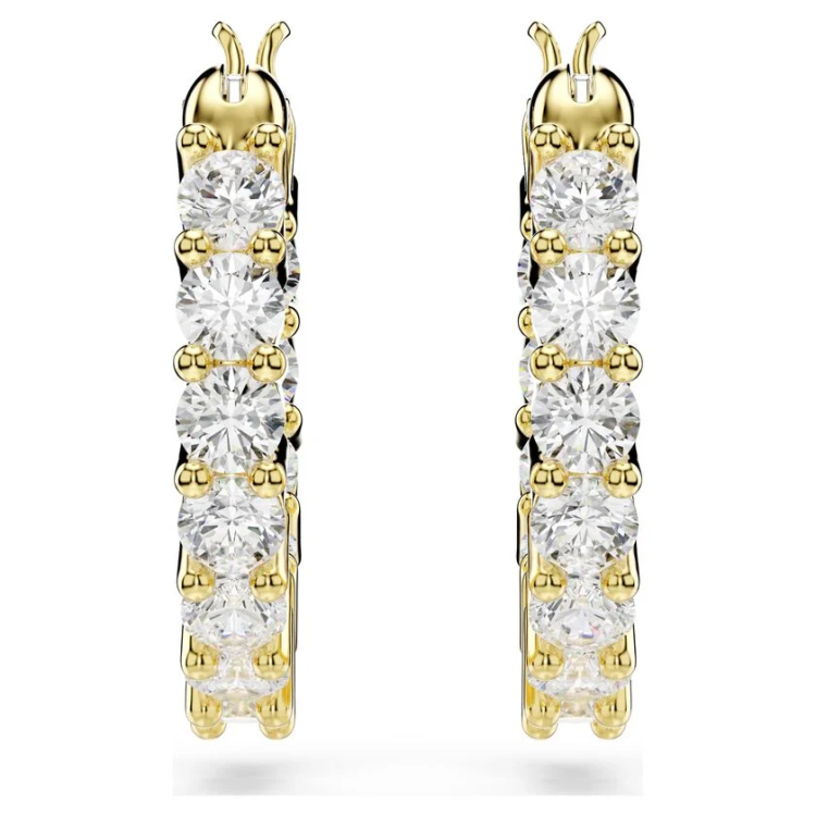 Matrix Vittore hoop earrings Round cut, White, Gold-tone plated
