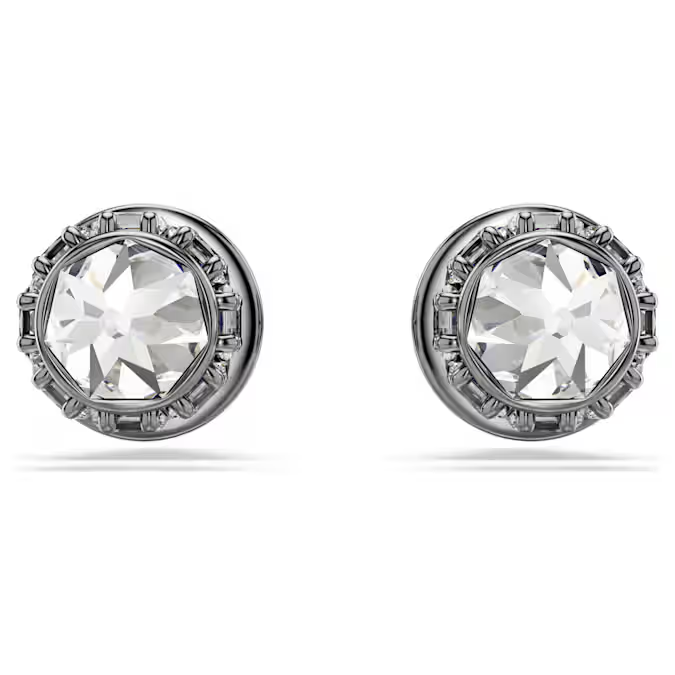 Sublima stud earrings Spike, White, Ruthenium plated