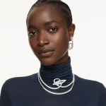 Sublima stud earrings Spike, White, Ruthenium plated