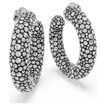 Sublima hoop earrings Mixed round cuts, White, Rhodium plated