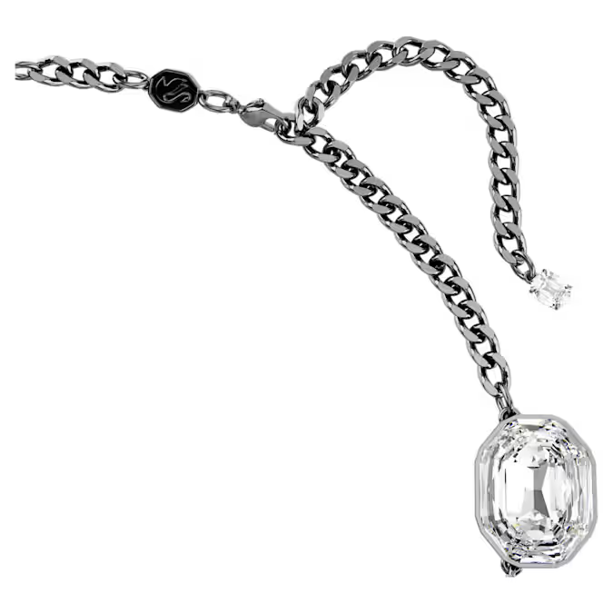 The Vienna Collection necklace Feather, White, Ruthenium plated