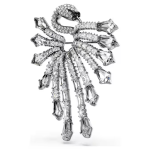 The Vienna Collection brooch Swan, White, Ruthenium plated