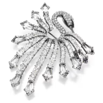 The Vienna Collection brooch Swan, White, Ruthenium plated