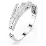 Matrix bangle Mixed cuts, White, Rhodium plated