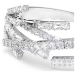 Matrix bangle Mixed cuts, White, Rhodium plated