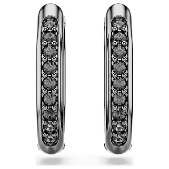 Swarovski Dextera hoop earrings Octagon shape, Round cut, White, Ruthenium plated