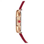 Dextera octagon watch Swiss Made, Leather strap, Red, Rose gold-tone finish