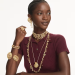 Gema choker, Mixed cuts, Yellow, Gold-tone plated
