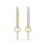 Dextera hoop earrings Round cut, White, Gold-tone plated