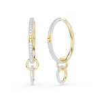 Dextera hoop earrings Round cut, White, Gold-tone plated