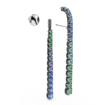 Matrix drop earrings Gradient of round cuts, Multicolored, Ruthenium plated