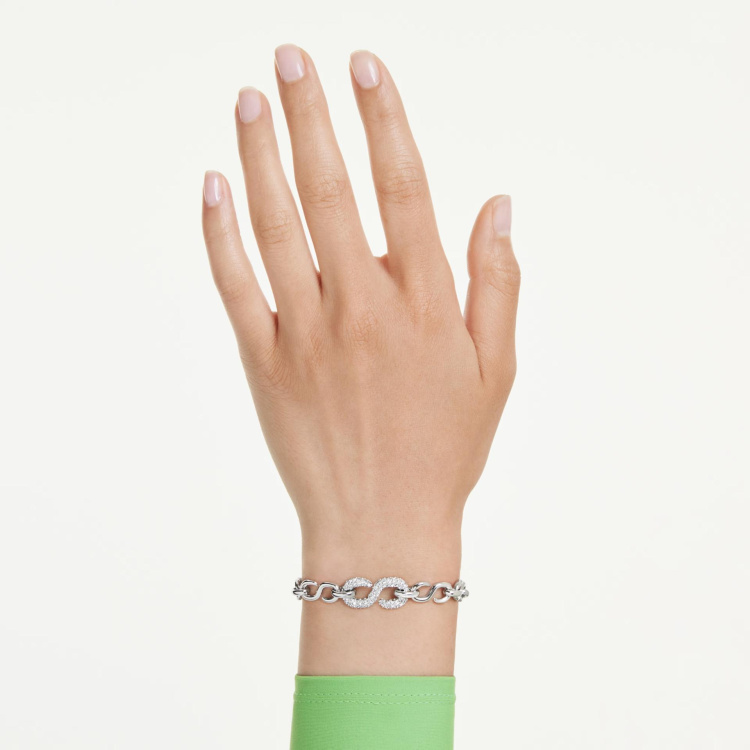 Dextera bracelet Round cut, White, Rhodium plated