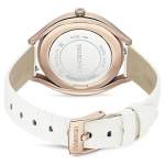Crystalline aura watch Swiss Made, Leather strap, White, Rose gold-tone finish